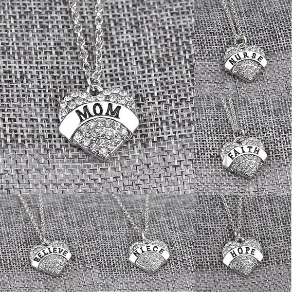 pendant necklaces fashion mom sister daughter letter rhinestone necklace friends teacher nana faith believe love heart gift, Silver
pendant necklaces fashion mom sister daughter letter rhinestone necklace friends teacher nana faith believe love heart gift, Silver