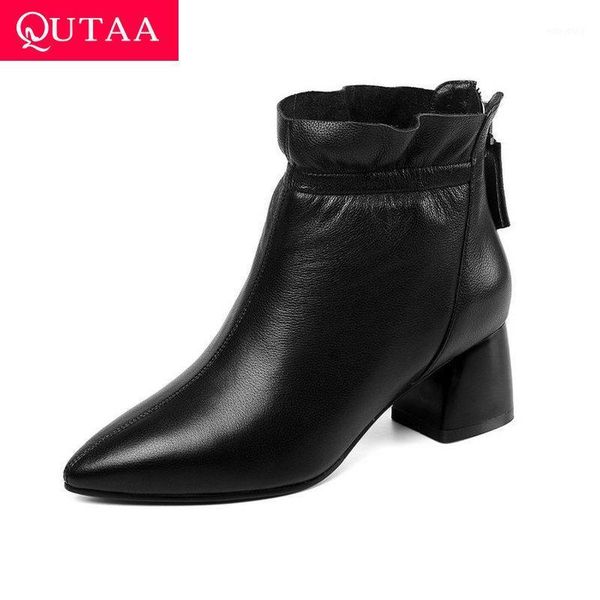 qutaa 2020 zipper new autumn winter pointed toe ankle boots pu+leather fashion square med heel women shoes size 34-411, Black
qutaa 2020 zipper new autumn winter pointed toe ankle boots pu+leather fashion square med heel women shoes size 34-411, Black