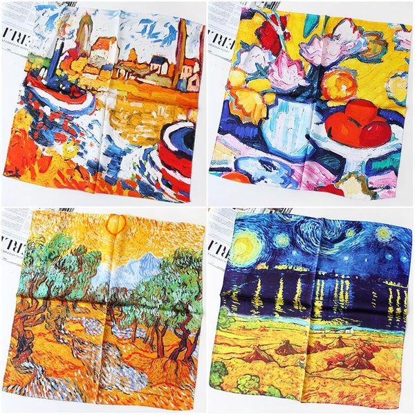 scarves 1pcs headwear oil painting silk square chic scarf women gogh handkerchief designer luxury print neckerchief, Blue;gray
scarves 1pcs headwear oil painting silk square chic scarf women gogh handkerchief designer luxury print neckerchief, Blue;gray