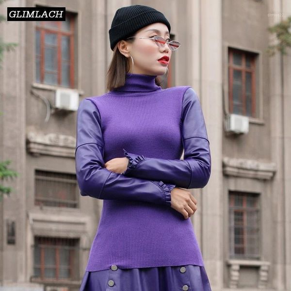 women's sweaters spliced sheepskin sleeve knitted winter women clothes slim fit turtleneck casual sweater lady multi color high neck kn, White;black
women's sweaters spliced sheepskin sleeve knitted winter women clothes slim fit turtleneck casual sweater lady multi color high neck kn, White;black