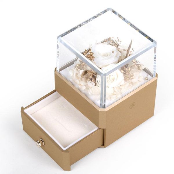 new gold acrylic plasctic eternal rose flower with drawer jewelry ring earring pendant carring box 4 colors available for gifts, Pink;blue
new gold acrylic plasctic eternal rose flower with drawer jewelry ring earring pendant carring box 4 colors available for gifts, Pink;blue