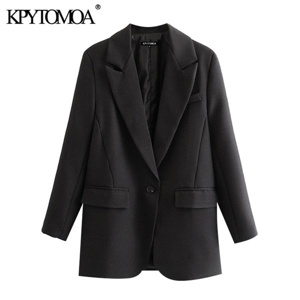 kpytomoa women fashion office wear single button blazer coat vintage long sleeve pockets female outerwear chic 201023, White;black
kpytomoa women fashion office wear single button blazer coat vintage long sleeve pockets female outerwear chic 201023, White;black