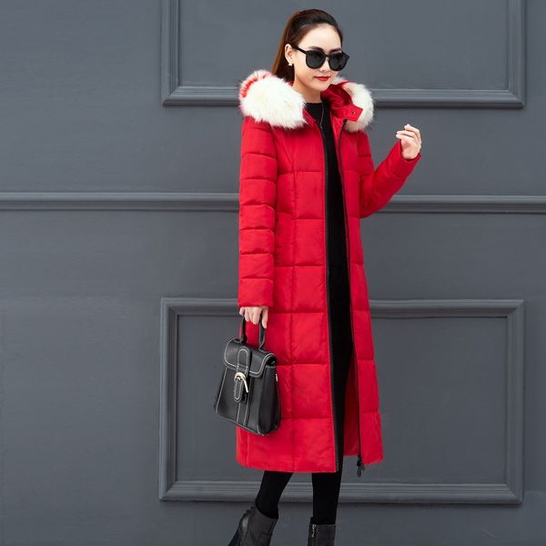 women's down faux fur parka hooded 2019 winter coat women long cotton-padded jacket pocket casaco feminino l1014, Black
women's down faux fur parka hooded 2019 winter coat women long cotton-padded jacket pocket casaco feminino l1014, Black