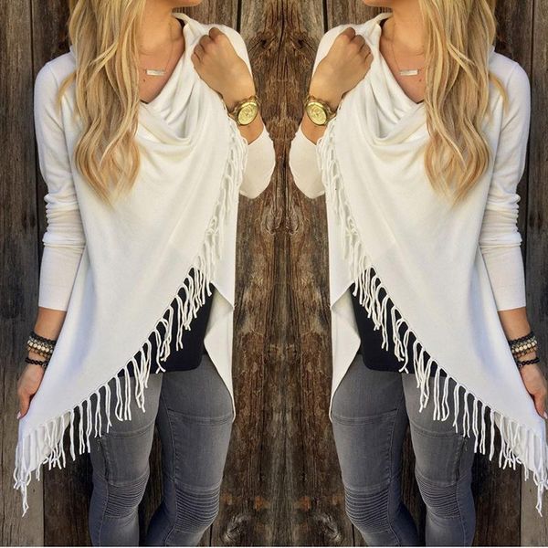 fashion sweater wrap autumn cardigan tassel jumper female cotton solid irregular design flat knitted jumper for lady women sweater pull, White;black
fashion sweater wrap autumn cardigan tassel jumper female cotton solid irregular design flat knitted jumper for lady women sweater pull, White;black