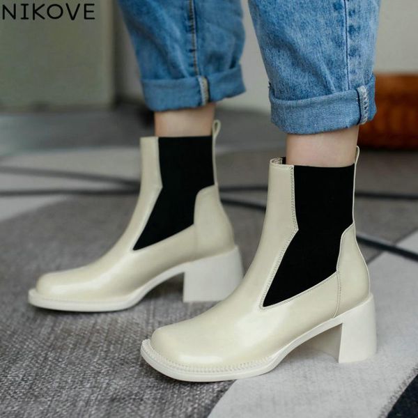 boots nikove 2021 quality cow leather ankle square high heel slip on women shoes round toe autumn winter short size 34-39, Black
boots nikove 2021 quality cow leather ankle square high heel slip on women shoes round toe autumn winter short size 34-39, Black