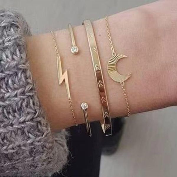 bangle women gold bracelet fashion adjustable cuff jewelry design by lighting moon hand chain loop girl gifts charm set, Black
bangle women gold bracelet fashion adjustable cuff jewelry design by lighting moon hand chain loop girl gifts charm set, Black
