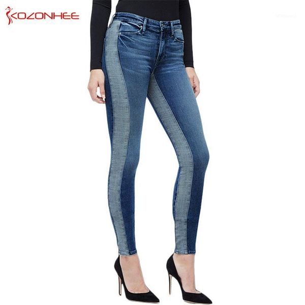 double color splice stretch jeans women mid wais elasticity tight skinny pencil women jeans #231, Blue
double color splice stretch jeans women mid wais elasticity tight skinny pencil women jeans #231, Blue