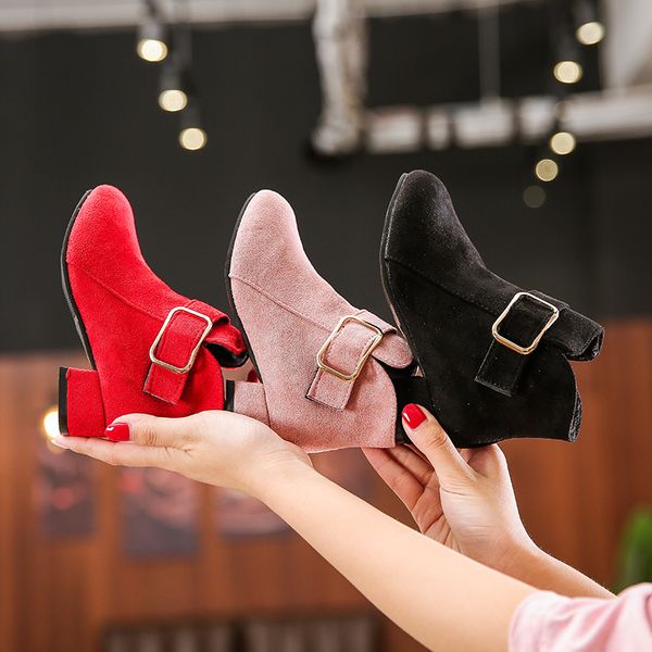 ankle flock kids short boots for girls little children shoes autumn winter solid black red pink size 27-37
ankle flock kids short boots for girls little children shoes autumn winter solid black red pink size 27-37