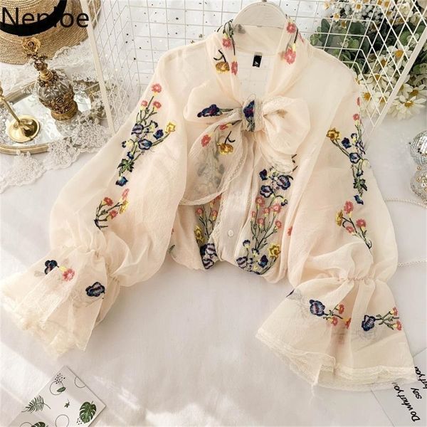 neploe french retro embroidery flower shirt female design lace up bow puff long sleeve blusas holiday beach loose blouse lj200810, White
neploe french retro embroidery flower shirt female design lace up bow puff long sleeve blusas holiday beach loose blouse lj200810, White