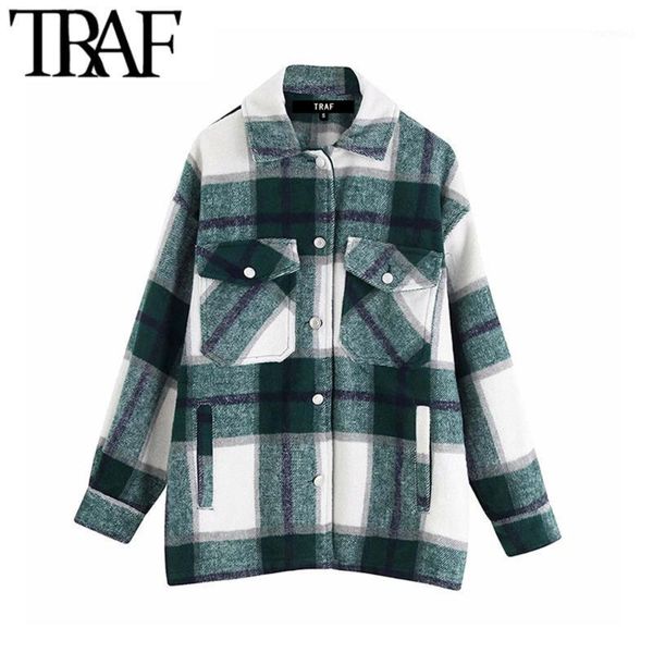 traf women vintage stylish oversized plaid jacket coat fashion lapel collar long sleeve pockets loose outerwear chic 1, Black;brown
traf women vintage stylish oversized plaid jacket coat fashion lapel collar long sleeve pockets loose outerwear chic 1, Black;brown