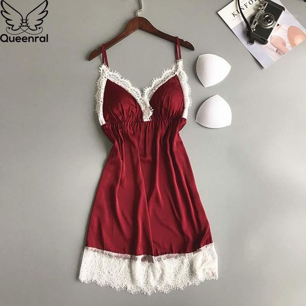 queenral women nightgown sleepwear lace night dress lingerie silk satin nightwear nighty home dress summer sleep lounge1, Black;red
queenral women nightgown sleepwear lace night dress lingerie silk satin nightwear nighty home dress summer sleep lounge1, Black;red