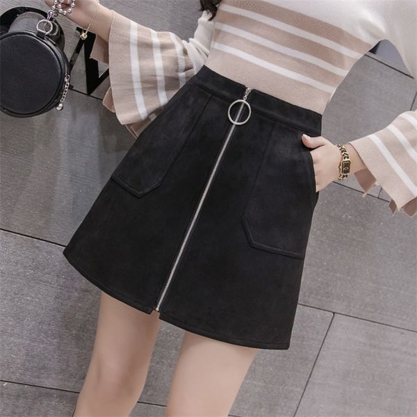 black elegant office lady solid color front zipper mid high waist skirts spring winter women suede leater package hip skirt y200326
black elegant office lady solid color front zipper mid high waist skirts spring winter women suede leater package hip skirt y200326