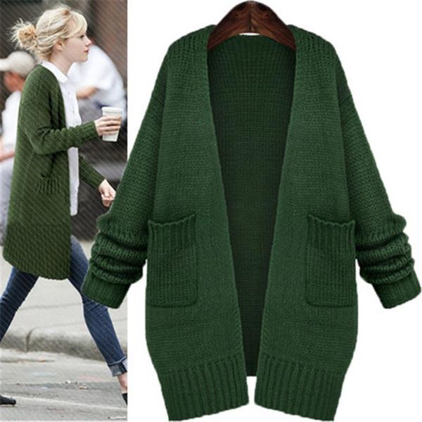 cardigans sweaters fashion 2021 women solid long cardigan loose european knitted all match elegant womens oversized sweater new, White;black
cardigans sweaters fashion 2021 women solid long cardigan loose european knitted all match elegant womens oversized sweater new, White;black