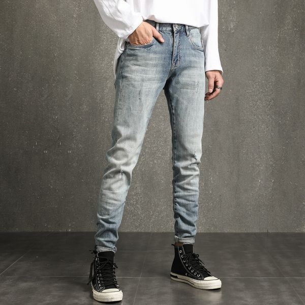 high hole slim fit jean street fashion brand denim pants washed old jeans men's trousers, Blue
high hole slim fit jean street fashion brand denim pants washed old jeans men's trousers, Blue