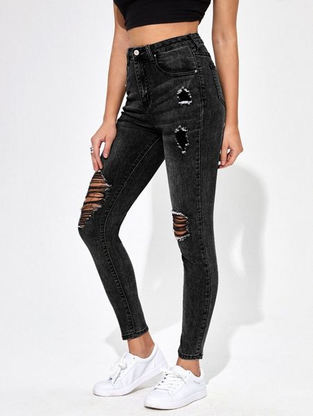 high-waisted distressed skinny jeans 65j5#, Blue
high-waisted distressed skinny jeans 65j5#, Blue