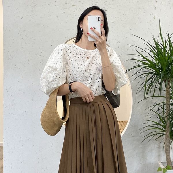 5m7gm full t-shirt autumn new fashion wear cotton blue coat round neck mid sleeve women's t-shirt women's loose hollowed out women, White
5m7gm full t-shirt autumn new fashion wear cotton blue coat round neck mid sleeve women's t-shirt women's loose hollowed out women, White