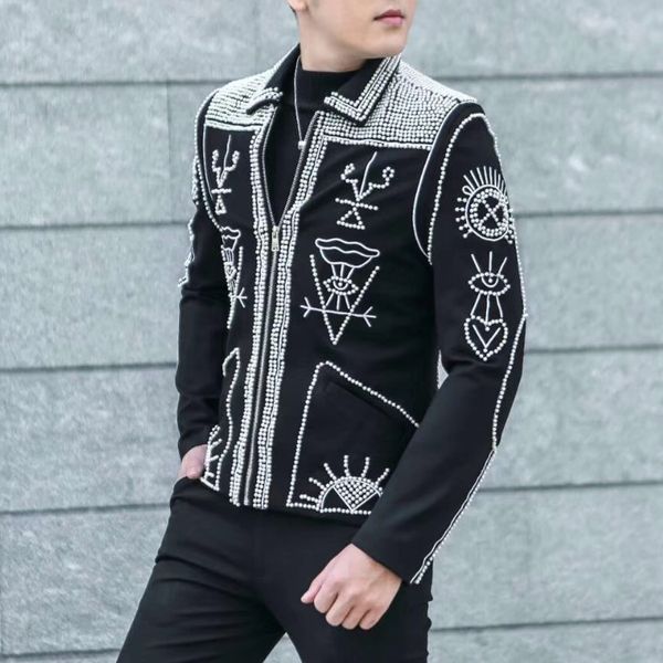 2020 heavy with beads embroidered men's fine casual man's jacket nightclub master clothes performance club 0327, Black;brown
2020 heavy with beads embroidered men's fine casual man's jacket nightclub master clothes performance club 0327, Black;brown