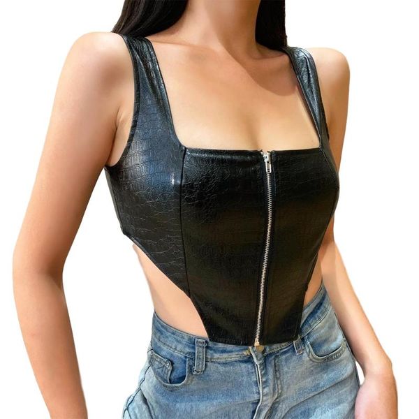 women's tanks & camis women pu leather tank summer backless zipper square collar vest fashion female sleeveless short top, White
women's tanks & camis women pu leather tank summer backless zipper square collar vest fashion female sleeveless short top, White