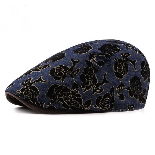 lady's cotton print floral beret curved brim cap fashion duckbill berets hat driving caps adjustable size hats for women, Blue;gray
lady's cotton print floral beret curved brim cap fashion duckbill berets hat driving caps adjustable size hats for women, Blue;gray