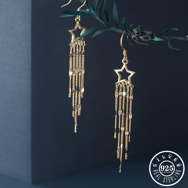 dangle & chandelier 925 sterling silver luxury long tassel hanging drop earrings gold color plated star shape party earings jewelry for wome
dangle & chandelier 925 sterling silver luxury long tassel hanging drop earrings gold color plated star shape party earings jewelry for wome