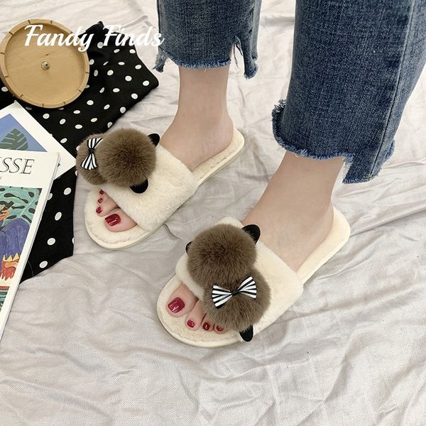 women autumn winter home slippers pom pom faux fur cute cat animal soft fur non-slip flat indoor ladies slippers y201026, Black
women autumn winter home slippers pom pom faux fur cute cat animal soft fur non-slip flat indoor ladies slippers y201026, Black