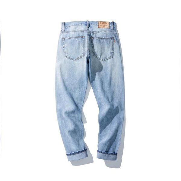 mbbcar 11oz summer thin indigo red line denim ami khaki small feet cropped trousers washed and polished hard retro jeans 7130, Blue
mbbcar 11oz summer thin indigo red line denim ami khaki small feet cropped trousers washed and polished hard retro jeans 7130, Blue