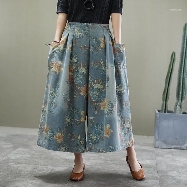 spring 2020 new printed jeans, literary and artistic loose version, folding nine-point women's wide-leg pants1, Blue
spring 2020 new printed jeans, literary and artistic loose version, folding nine-point women's wide-leg pants1, Blue
