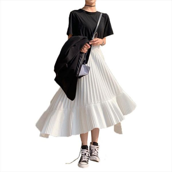 summer new women skirt irregular high waist pleated skirt midi falda mujer moda 2020 ruffle korean satin long runway saia f732, Black
summer new women skirt irregular high waist pleated skirt midi falda mujer moda 2020 ruffle korean satin long runway saia f732, Black