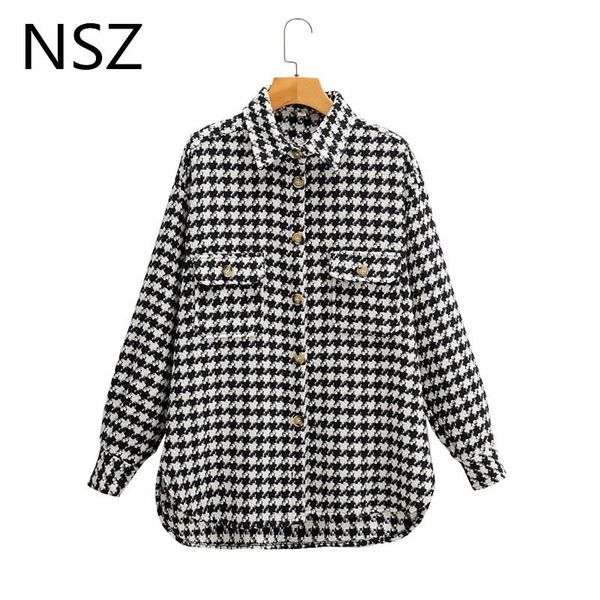 nsz women black and white houndstooth oversized tweed jacket woolen blend plaid shirt coat checked overshirt outerwear fall, Black;brown
nsz women black and white houndstooth oversized tweed jacket woolen blend plaid shirt coat checked overshirt outerwear fall, Black;brown