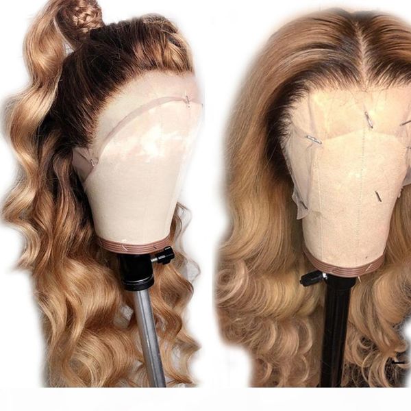 body wave dark root 4 27 honey blonde brazilian human hair 13x6 360 lace frontal wigs for women ombre brown wavy full lace human hair wigs, Black
body wave dark root 4 27 honey blonde brazilian human hair 13x6 360 lace frontal wigs for women ombre brown wavy full lace human hair wigs, Black