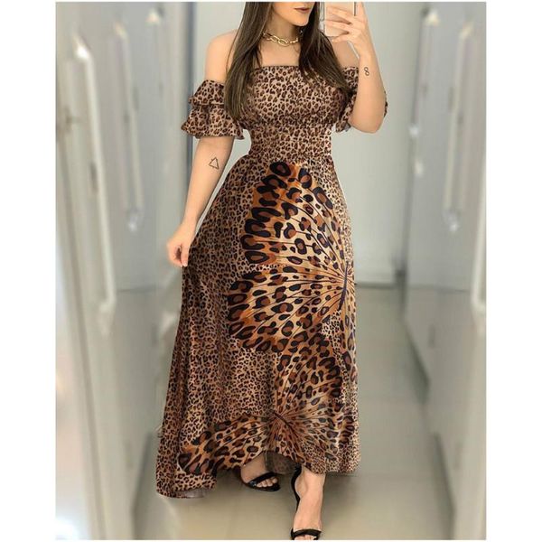 women fashion off shoulder short sleeve strapless leopard and butterfly printed dress casual maxi dress, Black;gray
women fashion off shoulder short sleeve strapless leopard and butterfly printed dress casual maxi dress, Black;gray