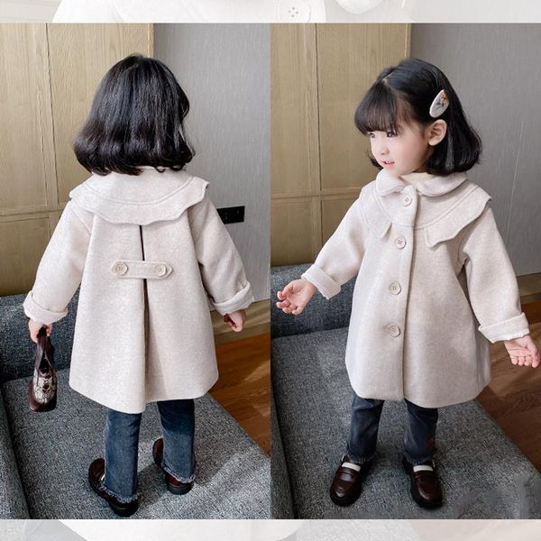 new spring winter woolen cloth girls' coats mid-length jackets warm thicken clothing kids teenage lotus leaf collar outerwears, Blue;gray
new spring winter woolen cloth girls' coats mid-length jackets warm thicken clothing kids teenage lotus leaf collar outerwears, Blue;gray