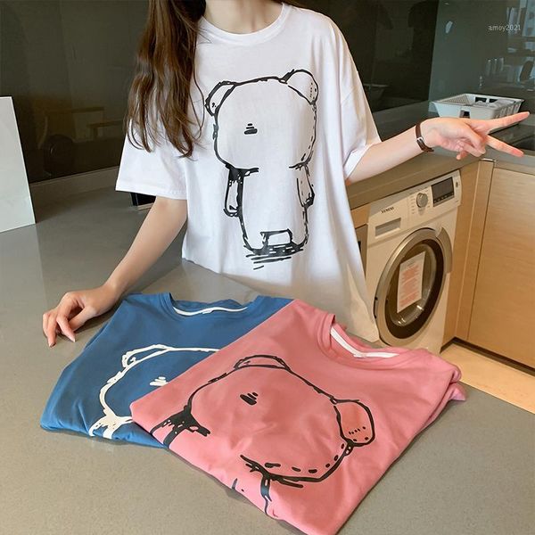 women's t-shirt print bear kawaii t shirts cotton women 2021 summer fashion streetwear oversized graphic shirt cute tee femme1, White
women's t-shirt print bear kawaii t shirts cotton women 2021 summer fashion streetwear oversized graphic shirt cute tee femme1, White