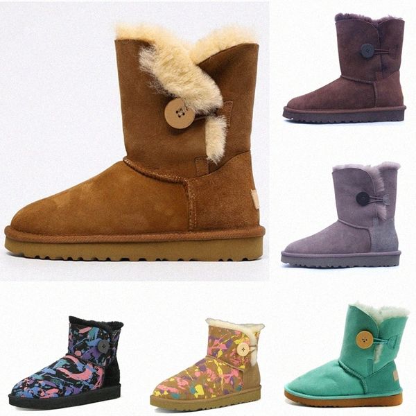 2021 australia wgg womens uggs ugg ugglis button classic tall half women boots shoes takato snow winter z549#, Black