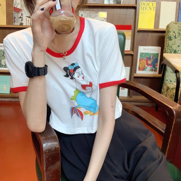 2020 summer korean funny cartoon t-shirt cotton printed short sleeve for women color contrast short open navel cotton t-shirt for students 7, White
2020 summer korean funny cartoon t-shirt cotton printed short sleeve for women color contrast short open navel cotton t-shirt for students 7, White