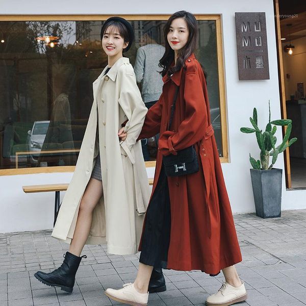 women's trench coats spring autumn clothes 2021 windbreaker female mid-length coat korean temperament loose women jacket casual outerwe, Tan;black
women's trench coats spring autumn clothes 2021 windbreaker female mid-length coat korean temperament loose women jacket casual outerwe, Tan;black