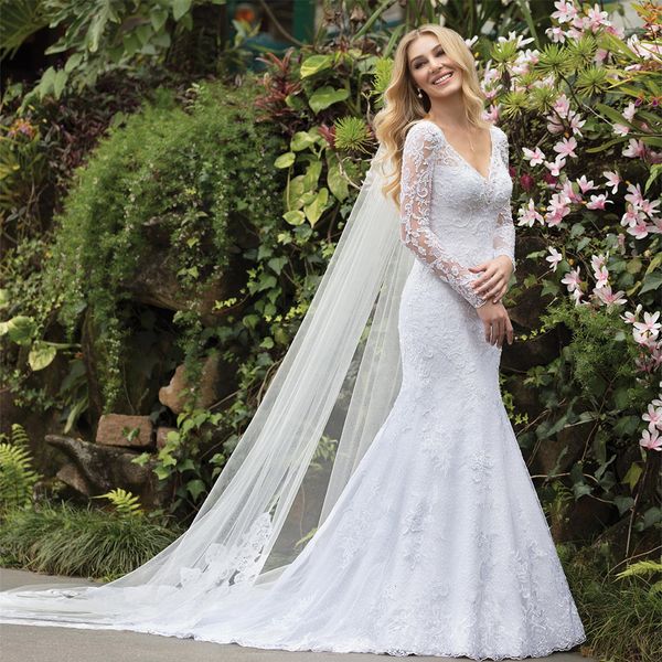 2021 new mermaid with v neckline tulle lace beading gowns luxury design wedding gown mariee robe 702k, White
2021 new mermaid with v neckline tulle lace beading gowns luxury design wedding gown mariee robe 702k, White
