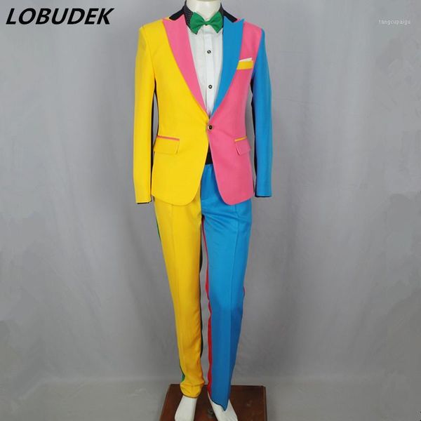 irregular colorful blazers pants personality men's suits magician clown performance stage outfit bar hip hop singer host costume1, White;black
irregular colorful blazers pants personality men's suits magician clown performance stage outfit bar hip hop singer host costume1, White;black