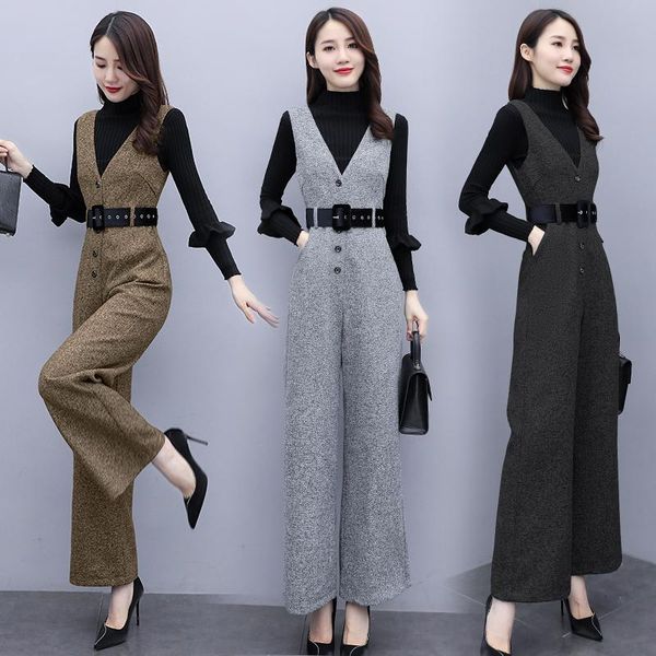 fashion women's jumpsuit 2020 autumn and winter new temperament ladies woolen feel wide leg bib two-piece suit, Gray
fashion women's jumpsuit 2020 autumn and winter new temperament ladies woolen feel wide leg bib two-piece suit, Gray