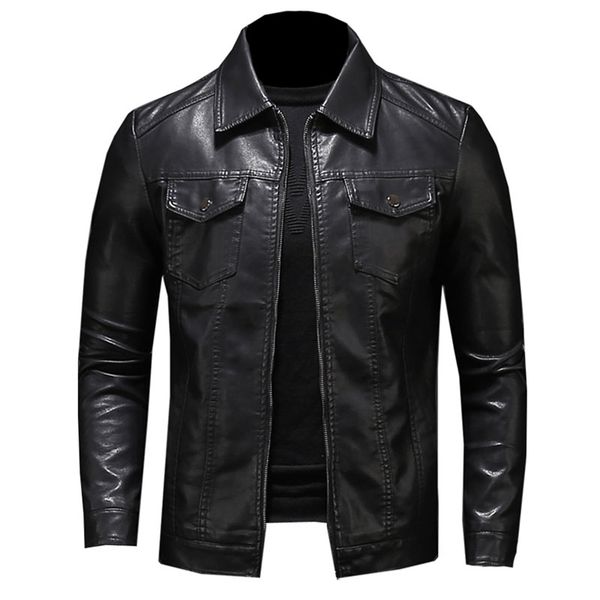 men's motorcycle leather jacket large size pocket black zipper lapel slim fit male spring and autumn pu coat m-5xl 211222
men's motorcycle leather jacket large size pocket black zipper lapel slim fit male spring and autumn pu coat m-5xl 211222