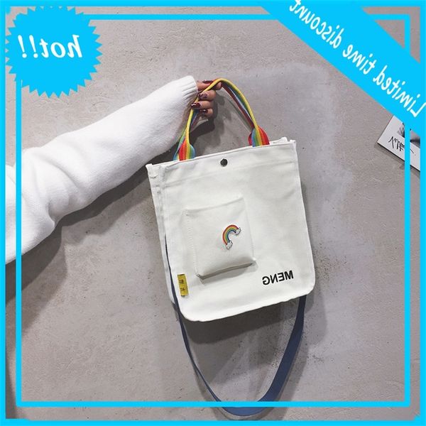 2020 new korean women's rainbow canvas tote large capacity college students' one shoulder slant span bag
2020 new korean women's rainbow canvas tote large capacity college students' one shoulder slant span bag