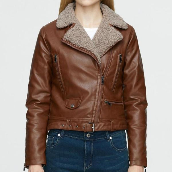 women thick winter short coat faux leather jacket brown black s- lamb turn down collar long sleeve belt drop shipping1
women thick winter short coat faux leather jacket brown black s- lamb turn down collar long sleeve belt drop shipping1