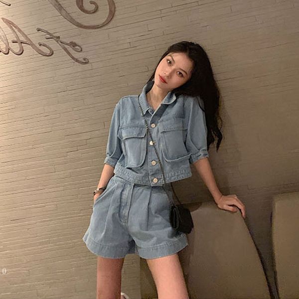 sxg81 2020 younger-aged new small western-style two-piece and mature royal sister professional graceful denim spring shorts and shorts suit, Gray
sxg81 2020 younger-aged new small western-style two-piece and mature royal sister professional graceful denim spring shorts and shorts suit, Gray