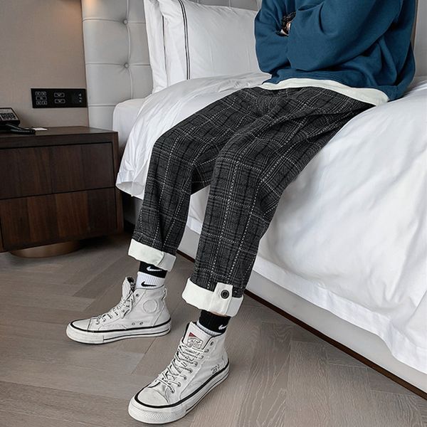 autumn and winter korean trend versatile plaid wool casual trousers men's loose cloth british style pants, Black
autumn and winter korean trend versatile plaid wool casual trousers men's loose cloth british style pants, Black
