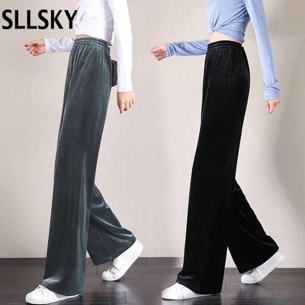 sllsky spring gold velvet wide-leg pants women wide-leg pants elastic waist loose new casual solid color female trousers, Black;white
sllsky spring gold velvet wide-leg pants women wide-leg pants elastic waist loose new casual solid color female trousers, Black;white