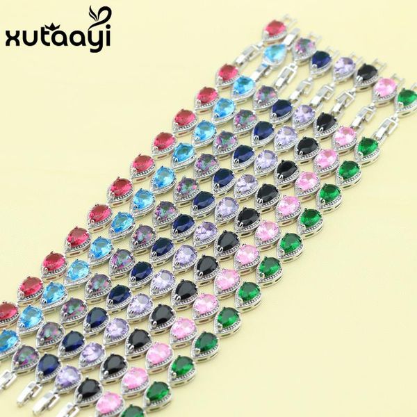 link, chain silver colorcolor jewelry for women water drop multicolor stones fashion link bracelets length 18+2cm box, Black
link, chain silver colorcolor jewelry for women water drop multicolor stones fashion link bracelets length 18+2cm box, Black