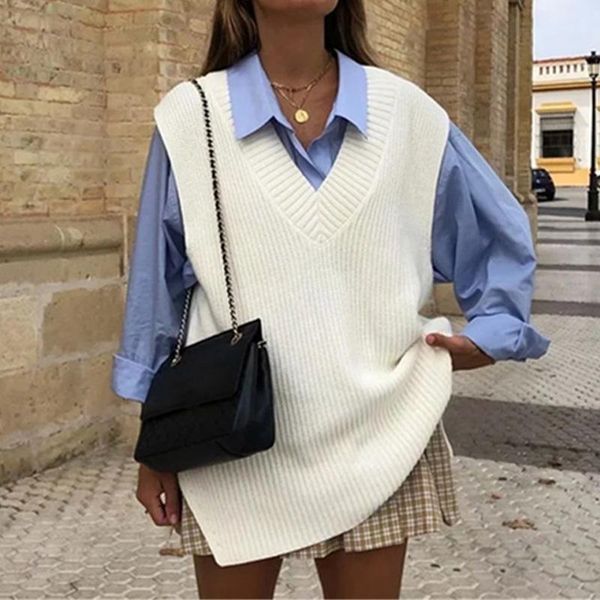 women's vests autumn white thicken knitted v-neck sleeveless split female sweaters warm solid casual all-match ladies clothes, Black;white
women's vests autumn white thicken knitted v-neck sleeveless split female sweaters warm solid casual all-match ladies clothes, Black;white