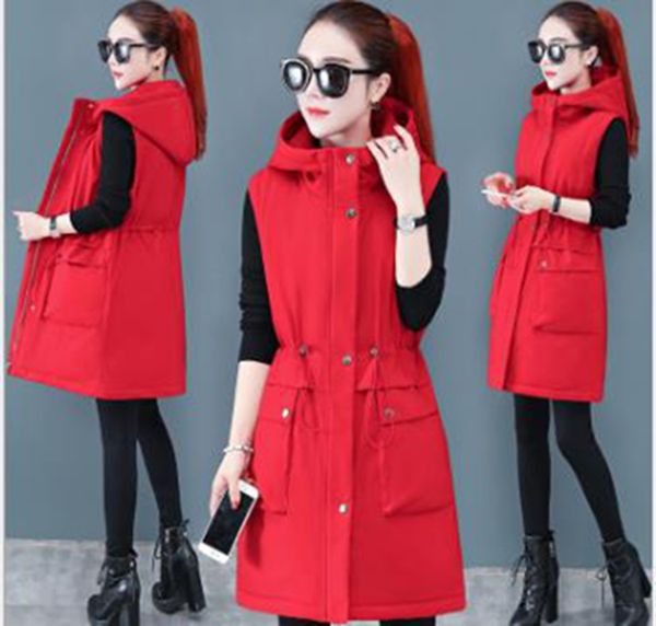 wholesale 7-color mid-length cotton waistcoat women's hooded waist slimming sleeveless vest jacket, Black;white
wholesale 7-color mid-length cotton waistcoat women's hooded waist slimming sleeveless vest jacket, Black;white