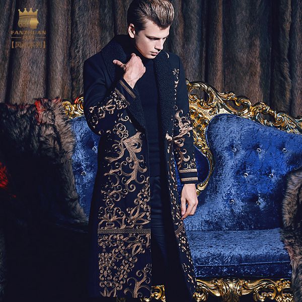 fanzhuan new fashion casual man male men's long slim warm coat autumn winter embroidery baroque 710171 201120, Black
fanzhuan new fashion casual man male men's long slim warm coat autumn winter embroidery baroque 710171 201120, Black