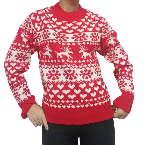 imitation cashmere 7 stitch jacquard sweater christmas deer, White